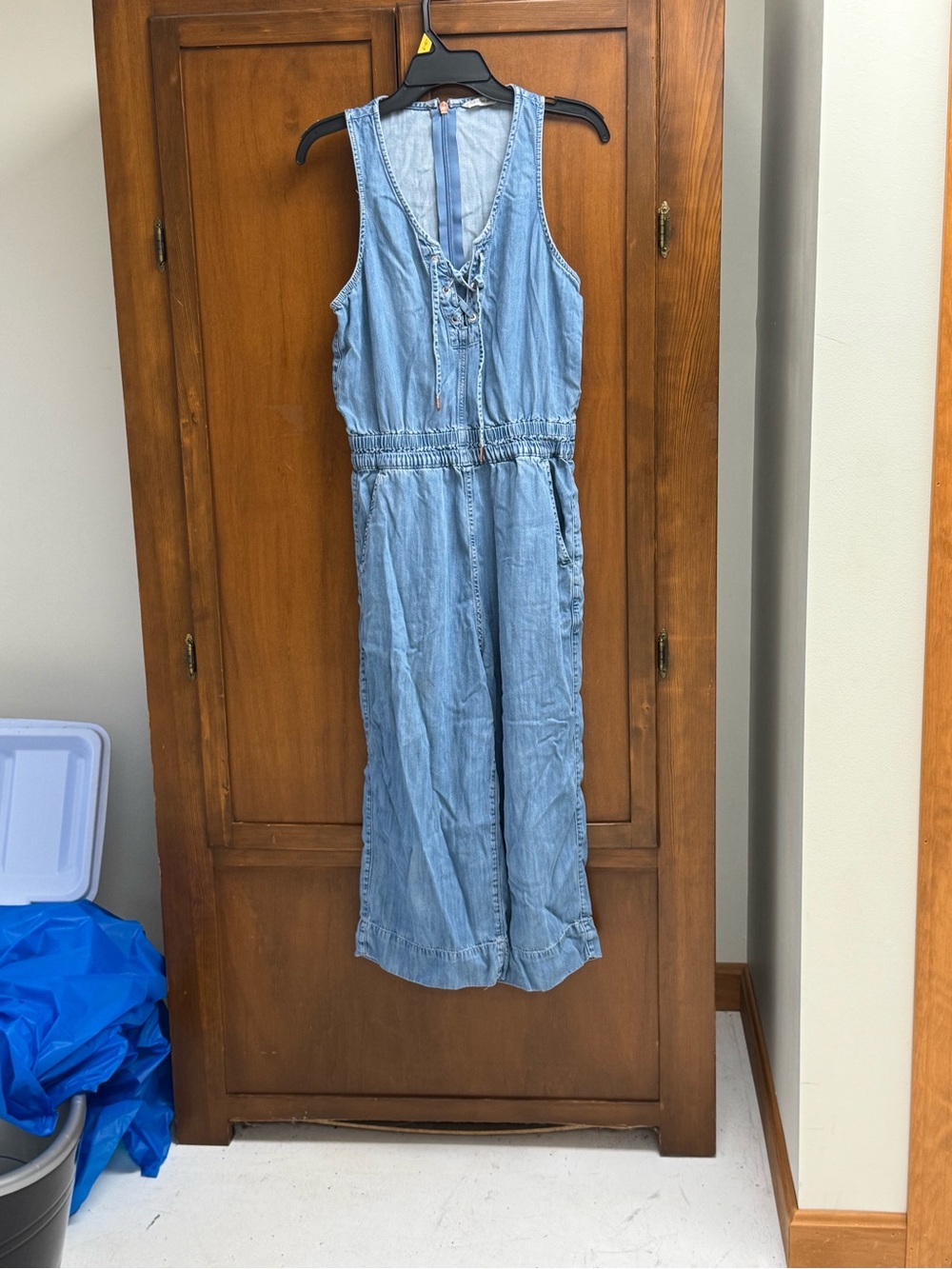 Calvin Klein jeans Lyocel Denim Jumpsuit wide leg capri length
